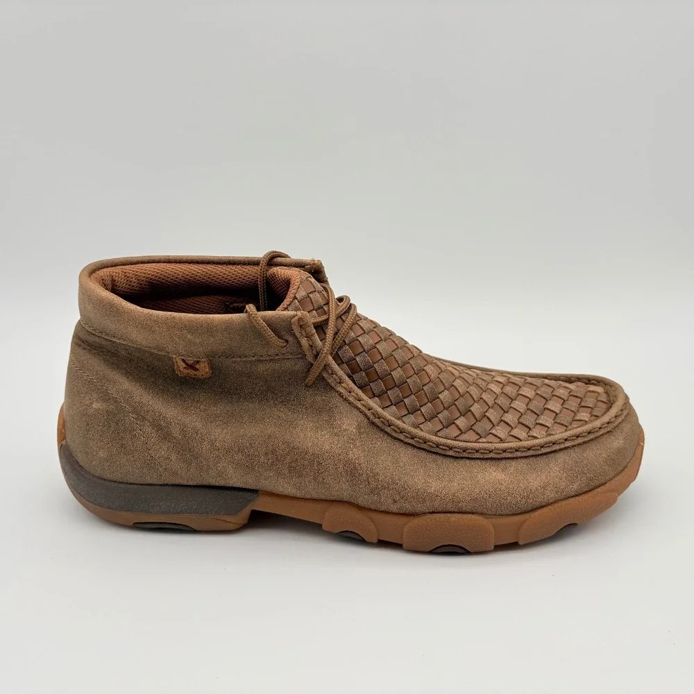 Twisted X Chukka Driving Moc Boots Mens Size 10W Wide Width Tan/Bomber Leather